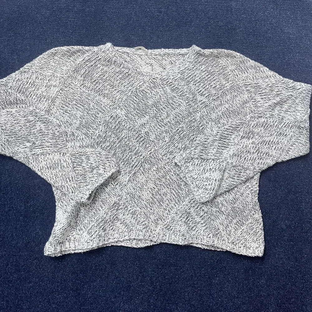 Eileen Fisher Sweater Womens‎ XL Black White Marled Round Neck Diamond Knit Boxy